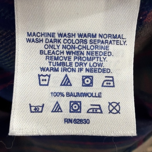 Vtg Lands End Mens Medium Portuguese Blue Plaid Cotton Flannel Button Down Shirt - Picture 8 of 12